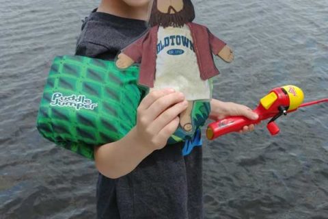 Flat Jesus Fishing in NH with Nolan