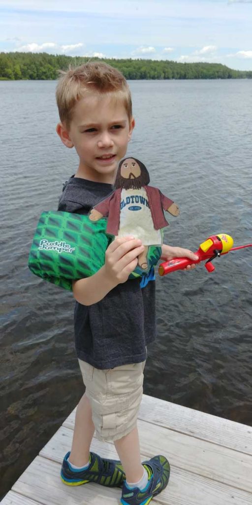 Flat Jesus Fishing in NH with Nolan