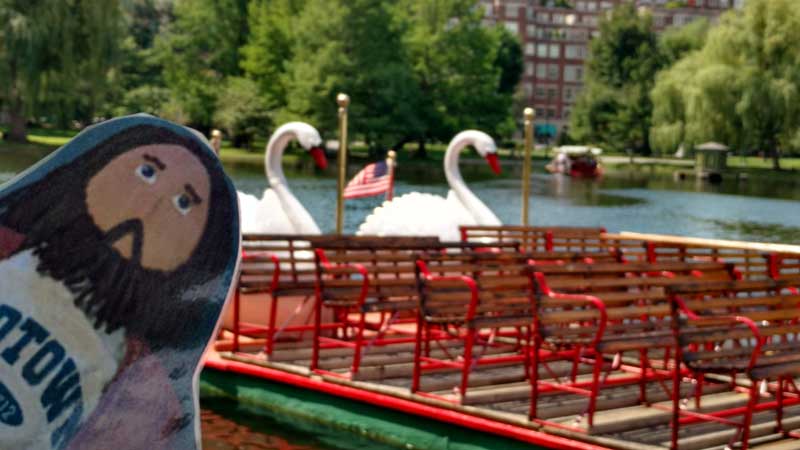 Flat Jesus Rides the Swan Boats