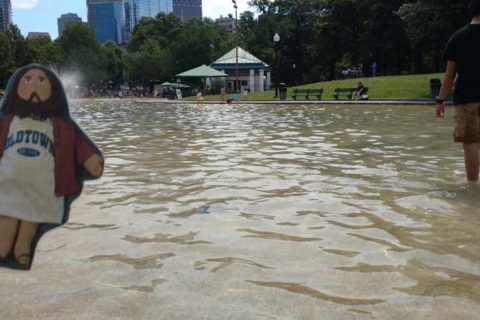 Flat Jesus Wading in the Frog Pond