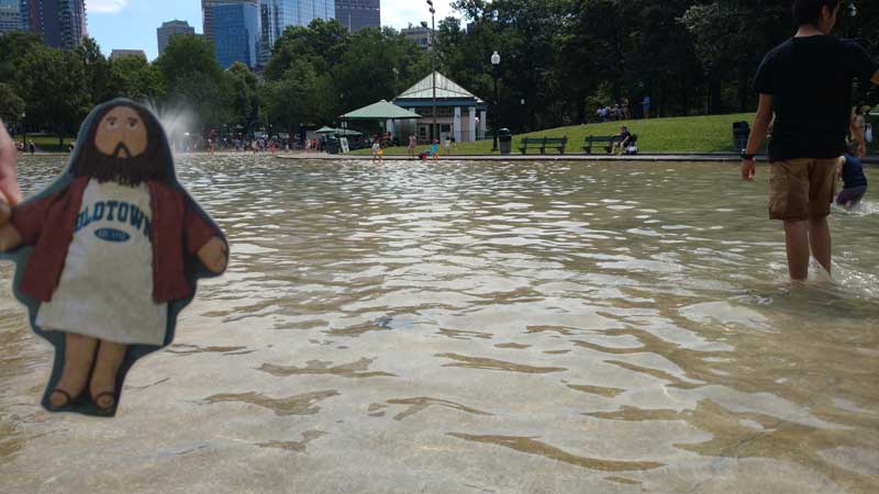 Flat Jesus Wading in the Frog Pond