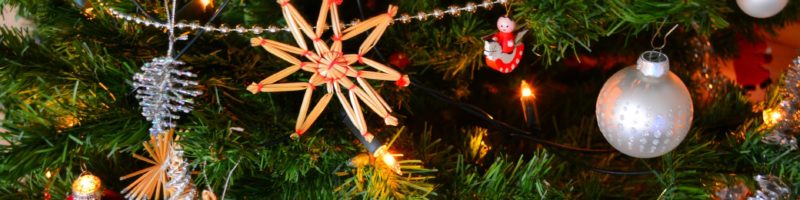 close up of christmas decoration hanging on tree